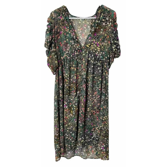Akemi + Kin Anthropologie Midi Dress S Sheer Flowy Boho Floral Cottagecore Slit - Picture 1 of 10